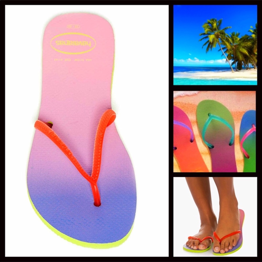 HAVAIANAS OMBRÉ PRINT SLIDES FLIP FLOPS SANDAL A3C - Picture 4 of 8